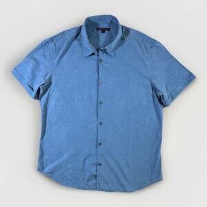John Varvatos Mens Blue Button Up Short Sleeve Shirt Size XL